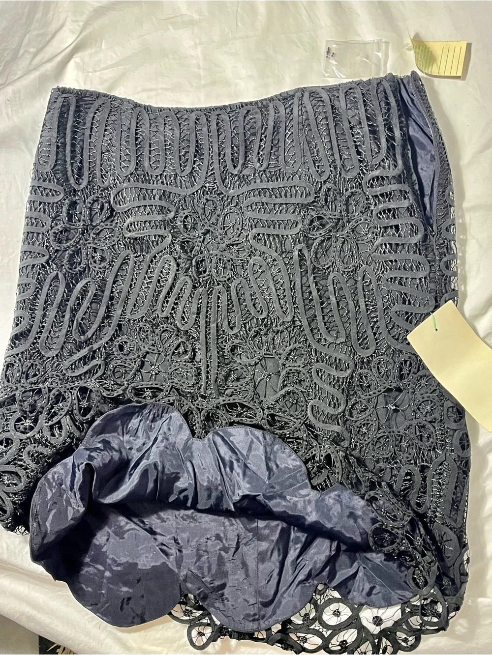 NWT! DSTUDIO Wo Sz 10 Black Crochet Silk & Beaded Skirt